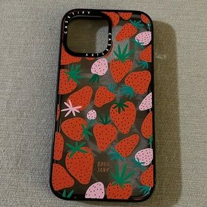 Pink and red strawberry case phone case for the iPhone 13 Pro Max!